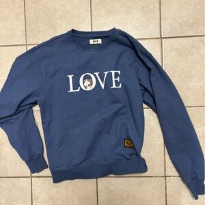 PLF Line Friends LOVE Blue Graphic Sweatshirt size L